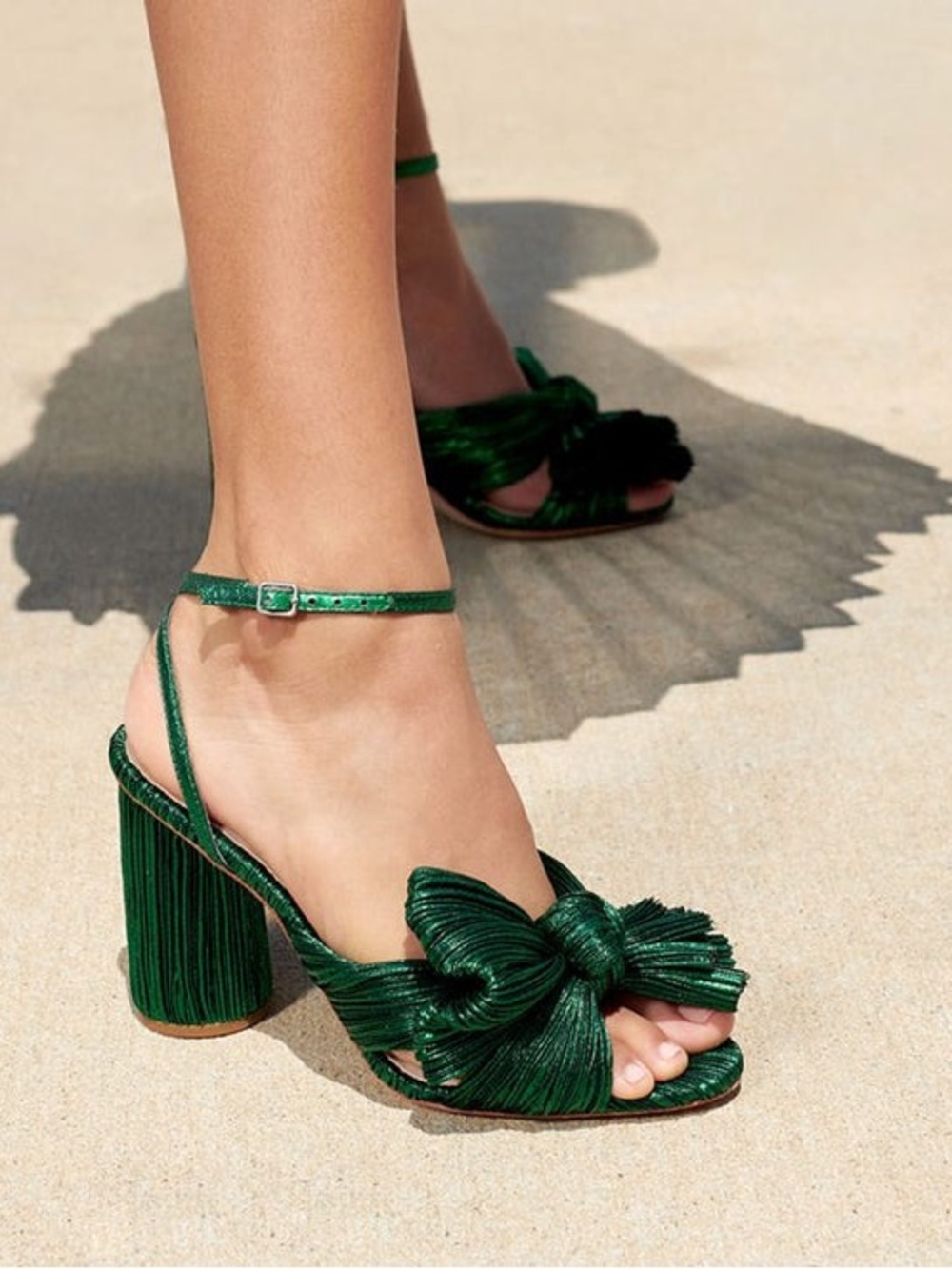 New Loeffler Randall Emerald Green Bow Sandals Sz 6.5